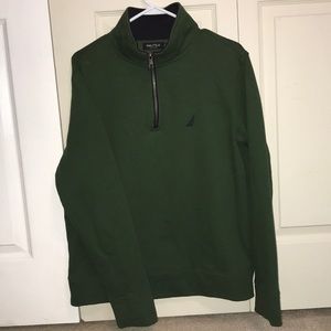 Nautica Green Fleece Quarter Zip Pull Over Sweater